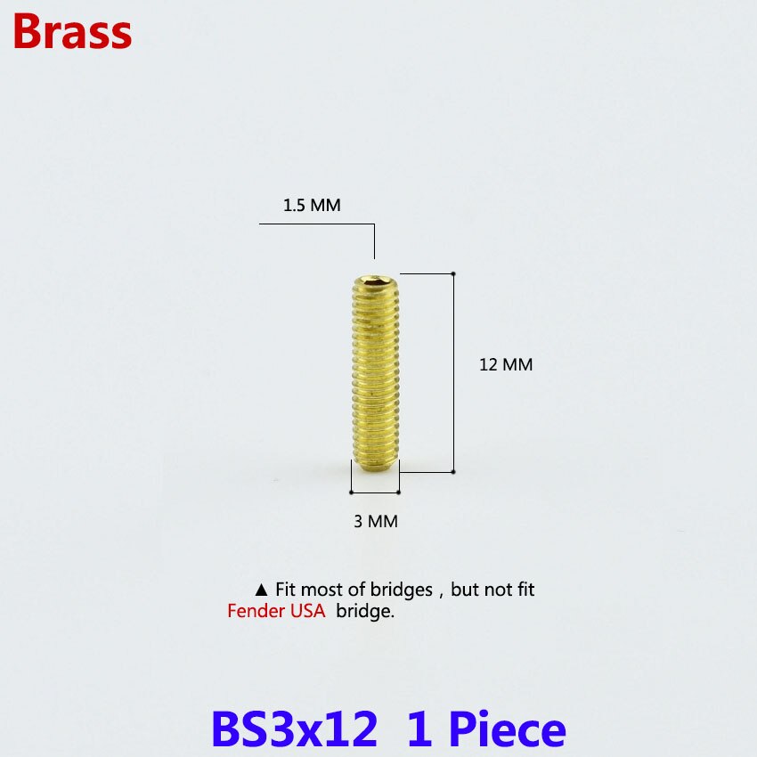 1 Piece Electric Guitar Bridge Saddle Height Adjustment Screw Steel / Brass / Titanium Guitar Accessories: BS3x12 1 Piece