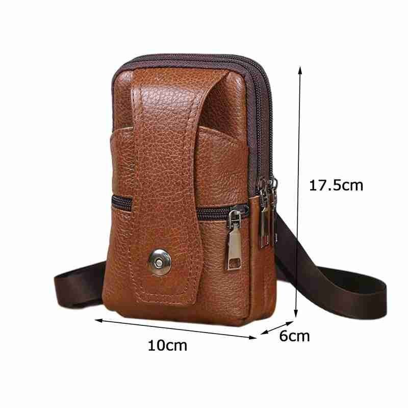 Men PU Leather Fanny Waist Bag Classic Texture Business Casual Phone Bag Purse Belt Bum Pouch