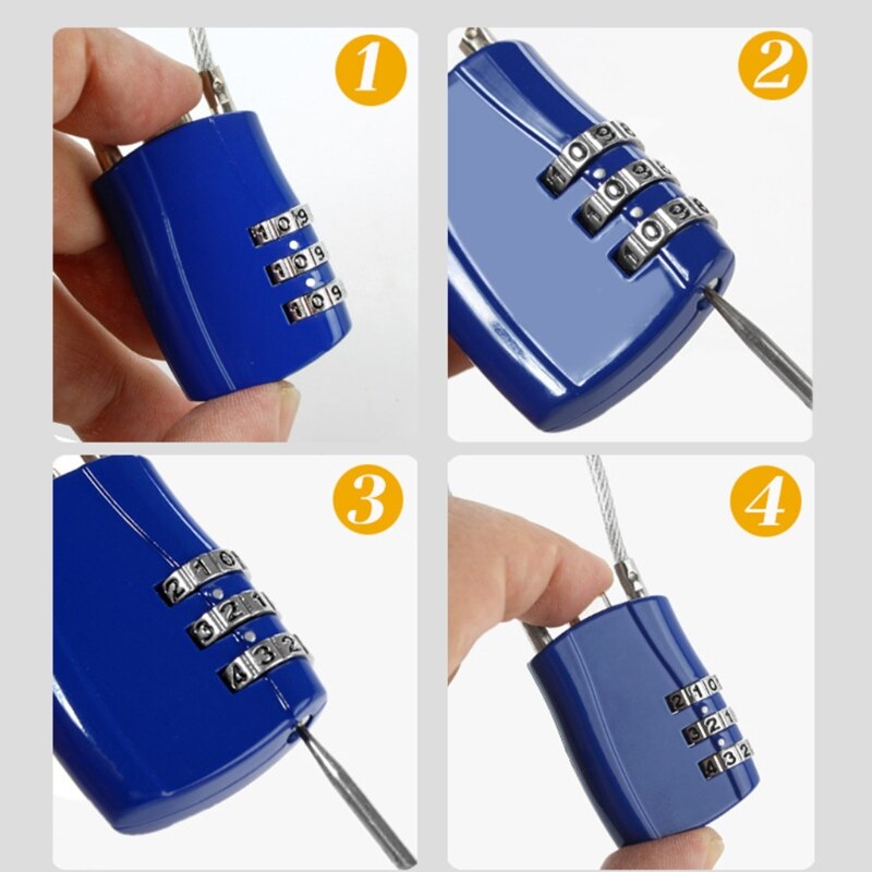 3-digit Motorcycle Helmet Lock Combination Lock With Cable for Motorbike Scooter Street Bike, Secures Helmet