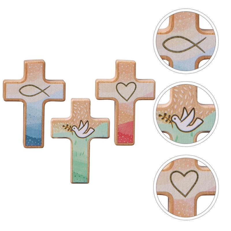 3Pcs Heilige Cross Huishoudelijke Kinderkamer Slaapkamer Cross Versiering Willekeurige Stijl