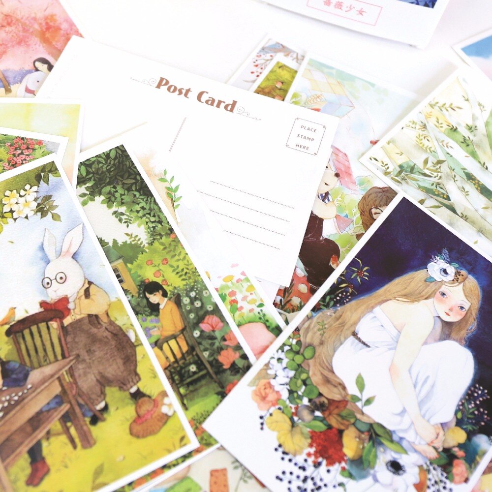 Rozen Maiden-30 hojas/juego, tarjeta de felicitación/mensaje/tarjeta de de Sobre Carta de cumpleaños