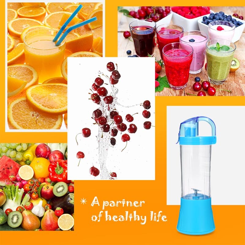 380ml Draagbare Blender Juicer Cup USB Oplaadbare Elektrische Automatische Groente Fruit Citrus Oranje Sap Maker Cup Mixer Fles