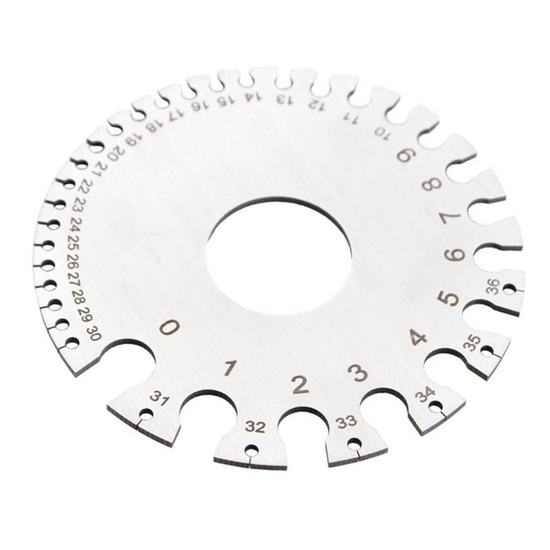 Stainless Steel 0-36 Round AWG SWG Wire Gauge Thickness Measuring Sheet Diameter Metal Machinist Measurement Plate Ruler