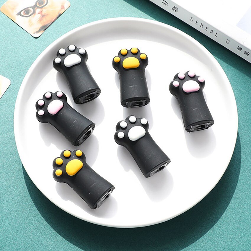 1pcs Cat Claw Shape Plastic Pencil Sharpener Safety Hand held Manual Sharpener cute mini crayon sharpener for office school
