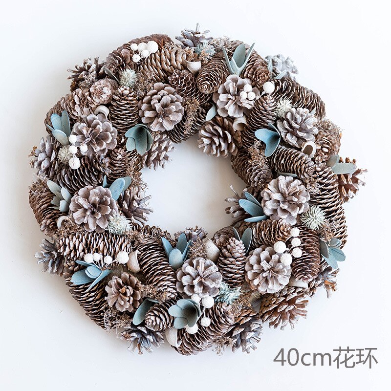 Handmade Christmas christmas Natural dry flowers wreath Snow Wreath wreath dried wreath: 40cm