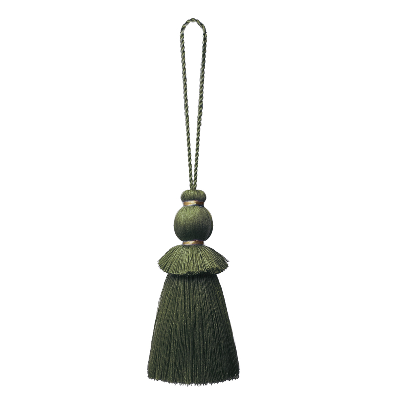 Borlas de cortina, borlas suaves y elegantes hechas a mano con lazo para cordón, accesorios DIY para almohadas de perilla de puerta de cortina.: Verde militar