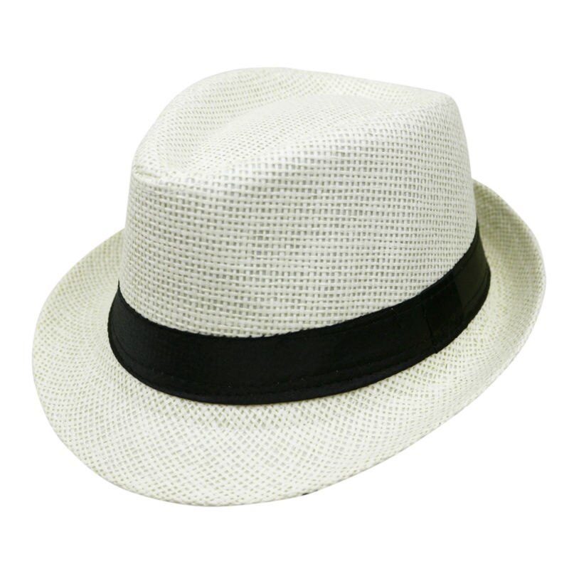 Sombrero de paja Panamá para niño y niña, sombrero de Sol de estilo veraniego, Trilby, apto para playa, 54 cm, ,: Cream