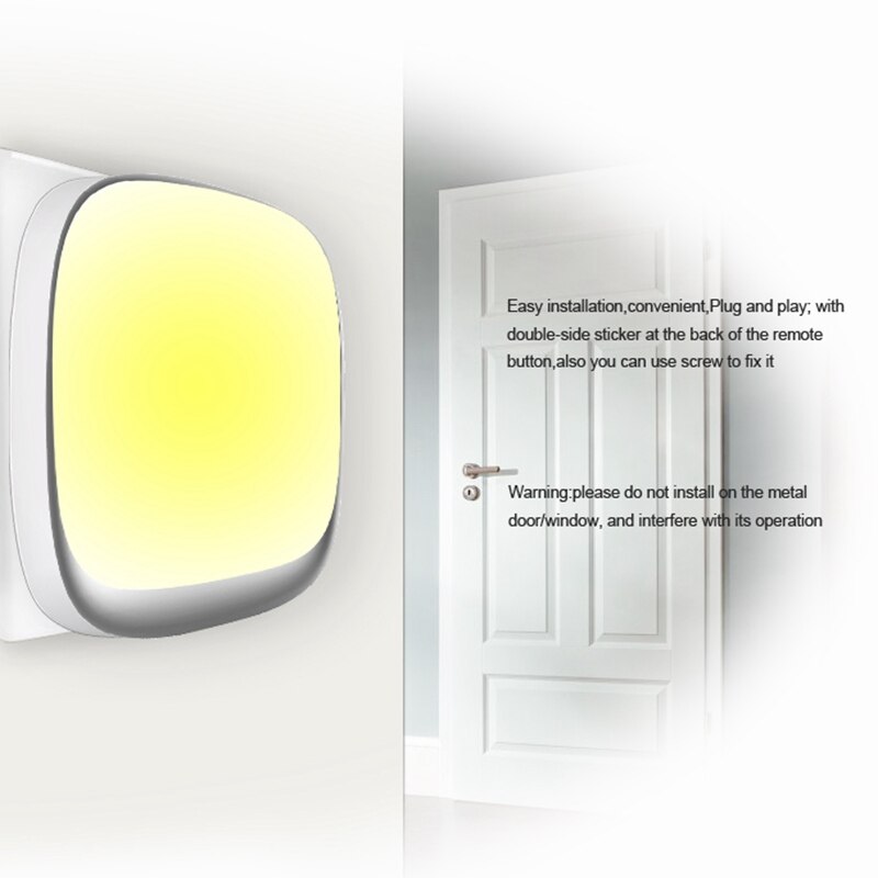 Wireless Doorbell Waterproof Self-Powered Smart Door Bell Home No Battery Required Cordless Ring Dong US Plug