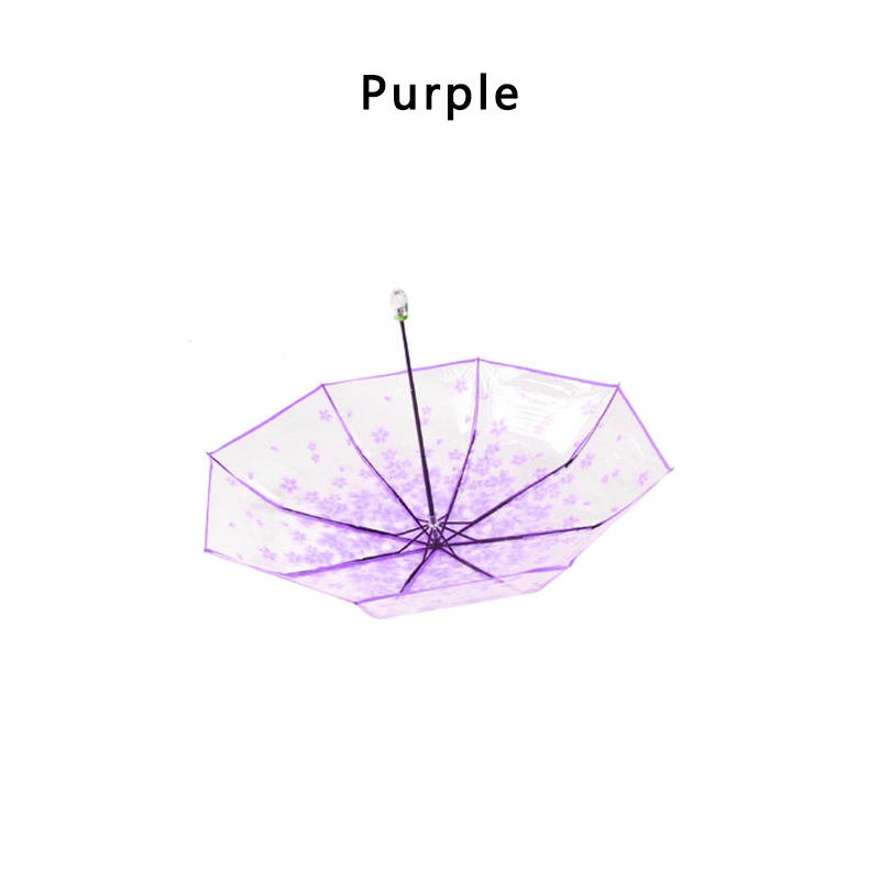 Guarda-chuva transparente estilo transparente, guarda-chuva para mulheres, dobrável, clássico, cereja, flor transparente, compacto, 2019