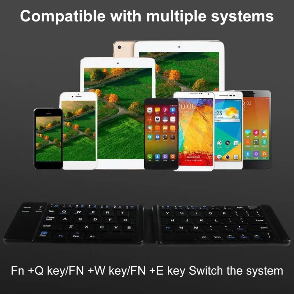 Teclado plegable inalámbrico Teclado Bluetooth plegable recargable para iPad IOS/Android/Windows Tablet