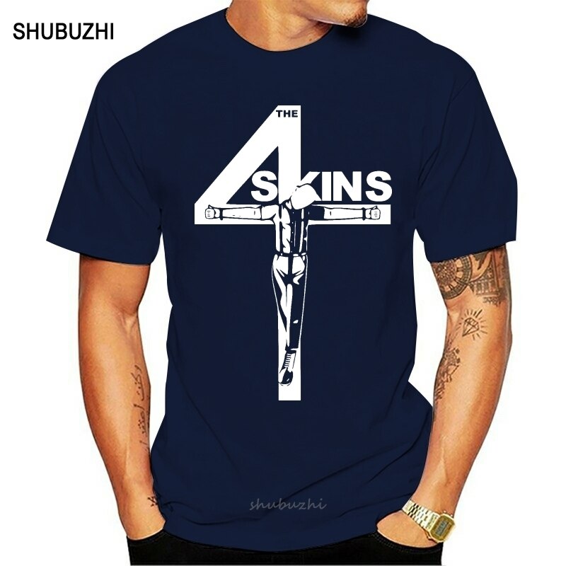 The 4 Skins Oi T Shirt Uk Punk Streetpunk 4Skins Skinhead Male Teeshirt Summer Top Tees Man Brand Tee Shirt: navy blue / L