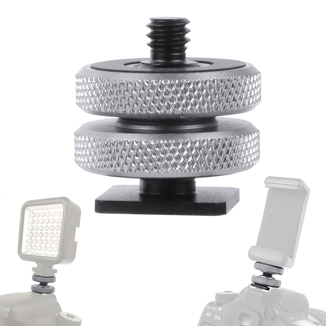 Stativhalterung Blitzschuh-Adapter 1/4 3/8 Zoll Schraube Einzelmutter Doppelschicht auf Blitzadapter Halfter Halterung Fotostudio-Zubehör
