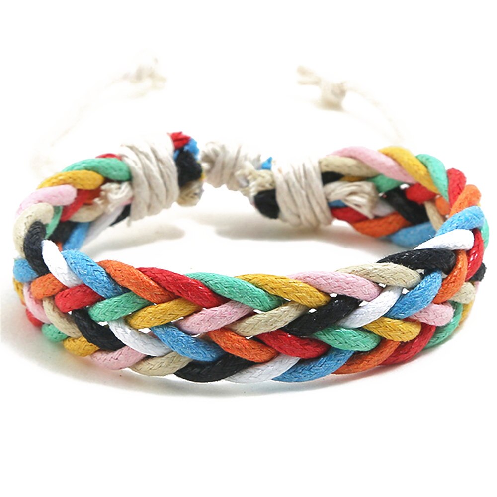 Zwart Gevlochten Casual Handnade Multicolor Touw Geweven Weave Mannen Vrouwen Lederen Armbanden Vrouwelijke Mannelijke Sieraden: multicolor