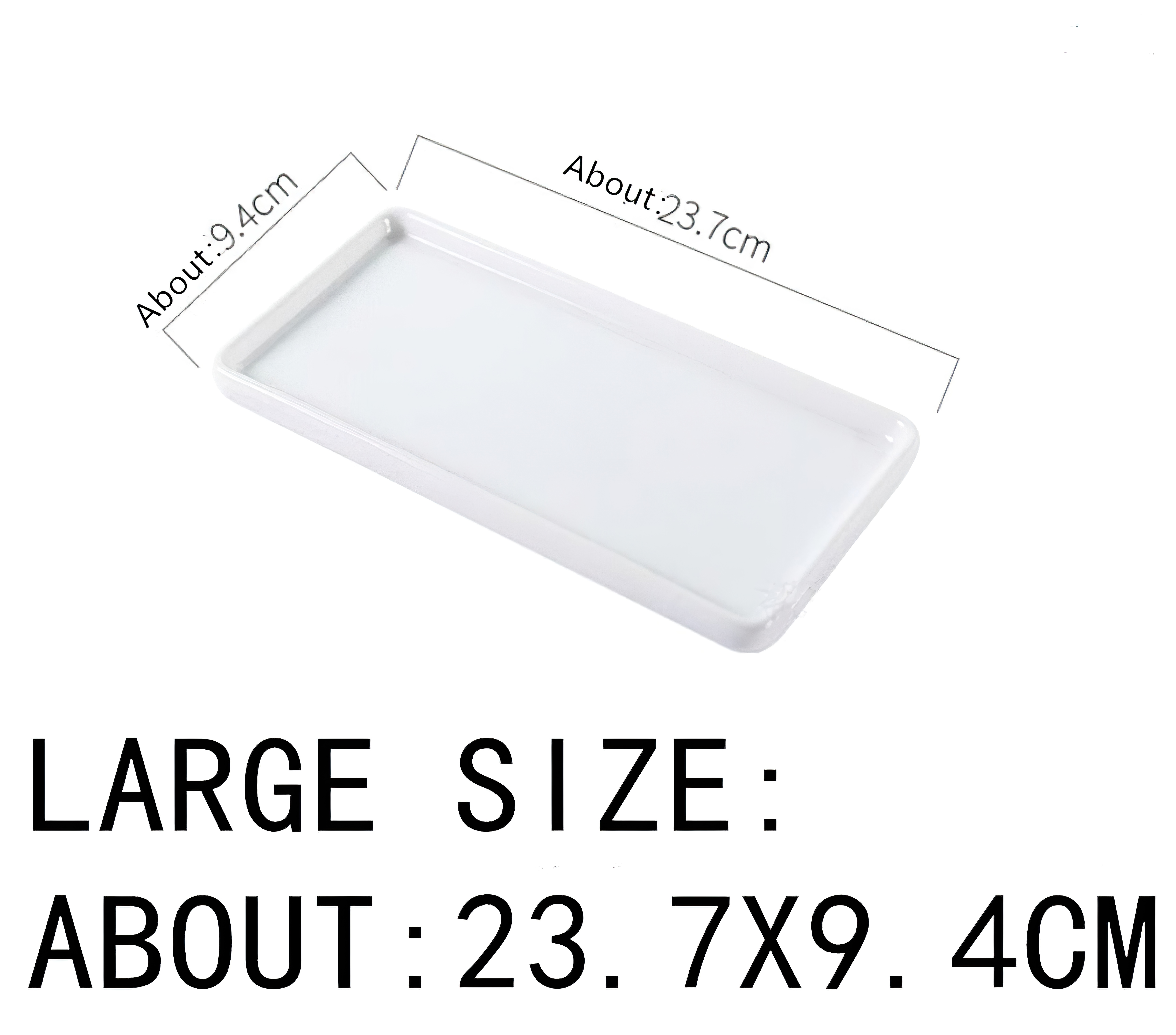 Japanese-style Rectangular Ceramic Tray Plate White Porcelain Rectangular Plate Mouthwash Cup Tray Bathroom Living Storage Tray: 1PCS LARGE