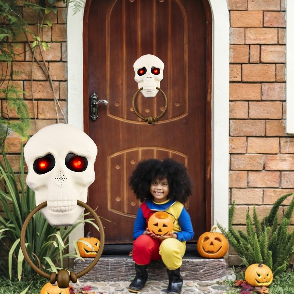 Halloween Horror Props Doorbell Halloween Led Skull Trick Toy Haunted House Party Supplies Led Pumpkin Skull Home Decoration