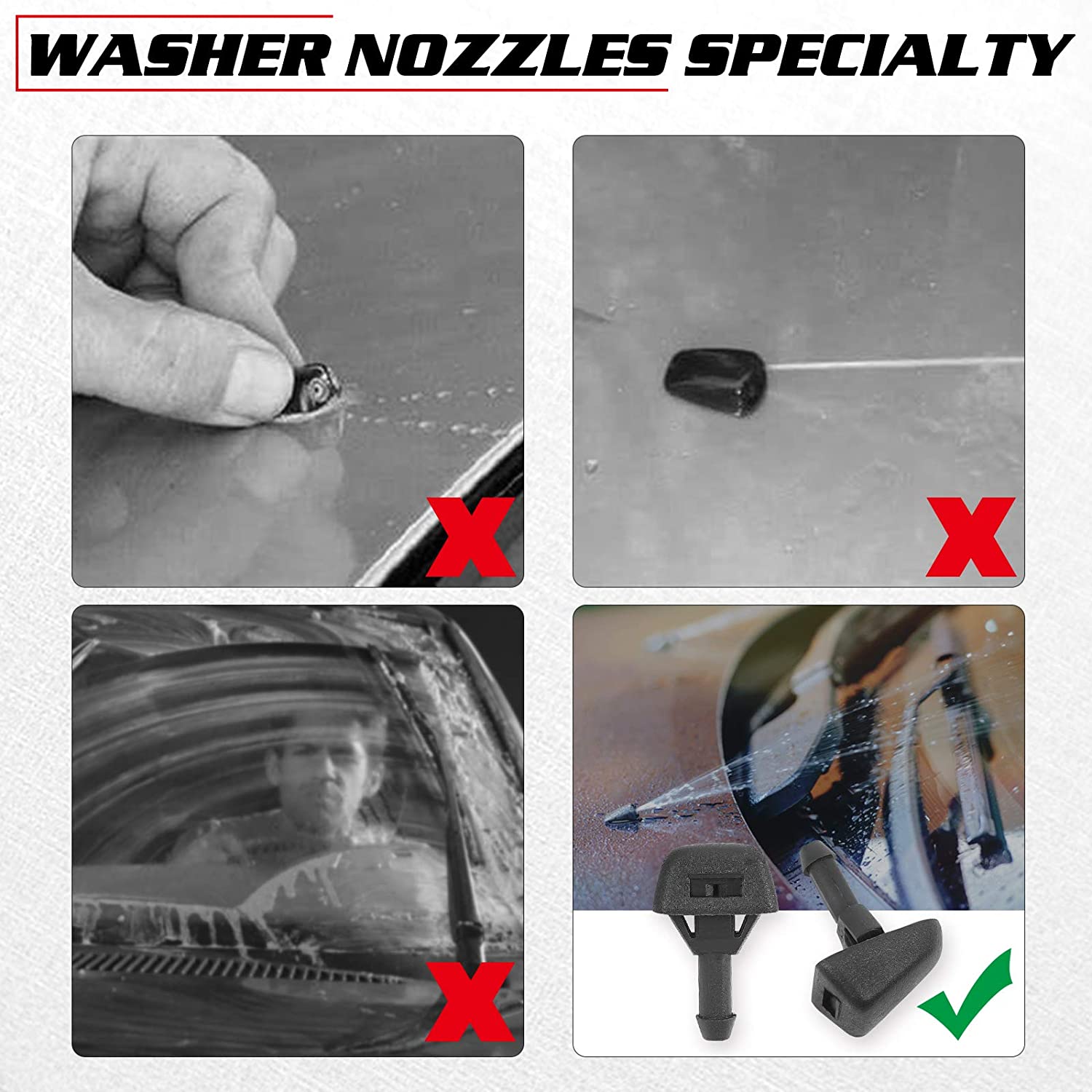 Partsworld 2PCS Front Windshield Washer Nozzles for 2003 Volvo XC90 Replaces OEM : 30655605 Spray Jet Kit