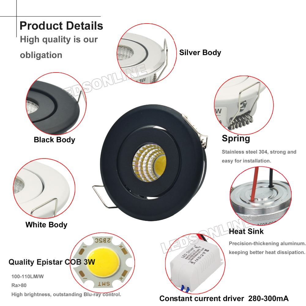 Cob plafondlamp met Drivers AC85-265V Showcase Jewery Kast Verlichting led cob spot lingt led cob plafond 10 stks/partij