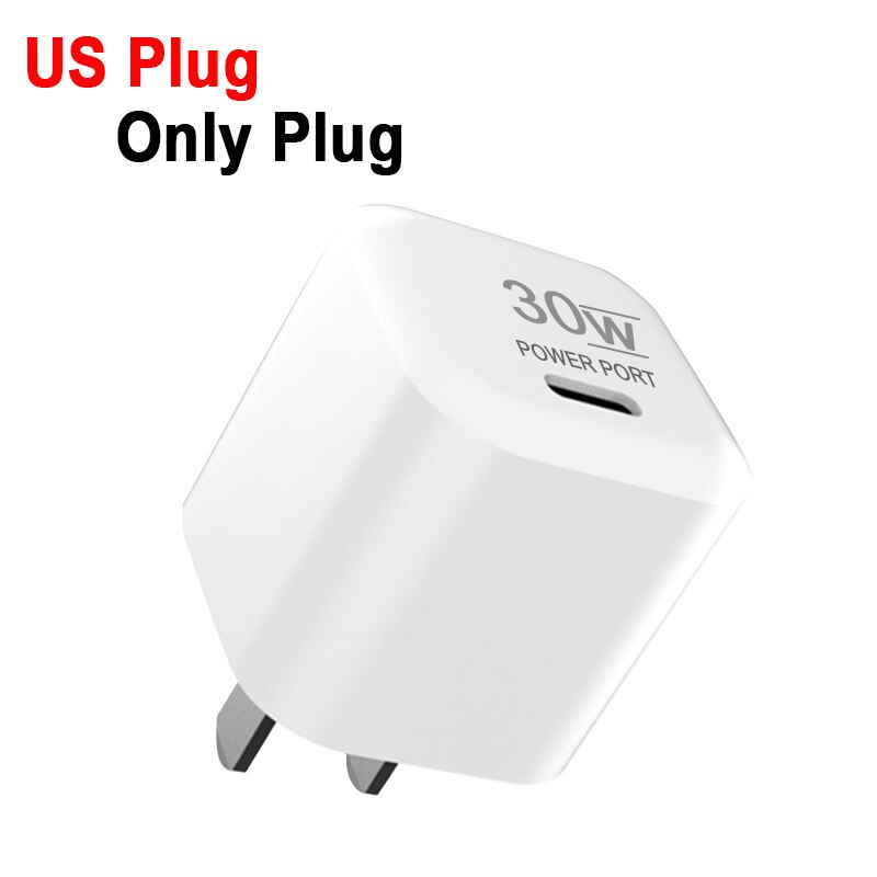 Szybka ładowarka 30w z kablem QC3.0 ładowarka USB C szybkie ładowanie PD typ C szybkie ładowanie dla iphone 12 macbook ipad notebook: US plug