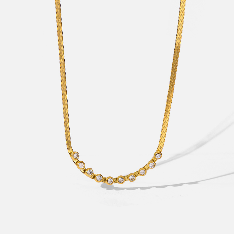 EILIECK 316L collar de circón de Color dorado de acero inoxidable para mujer gargantilla de cadena de estilo Simple collares de boda de joyería