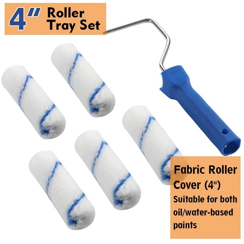 Schuim Verf Roller Kit-Kleine Verf Lade Set Mini Roller Vullingen, Roller Frame, Verf Lade, 4 Inch Roller Covers Voor Huis