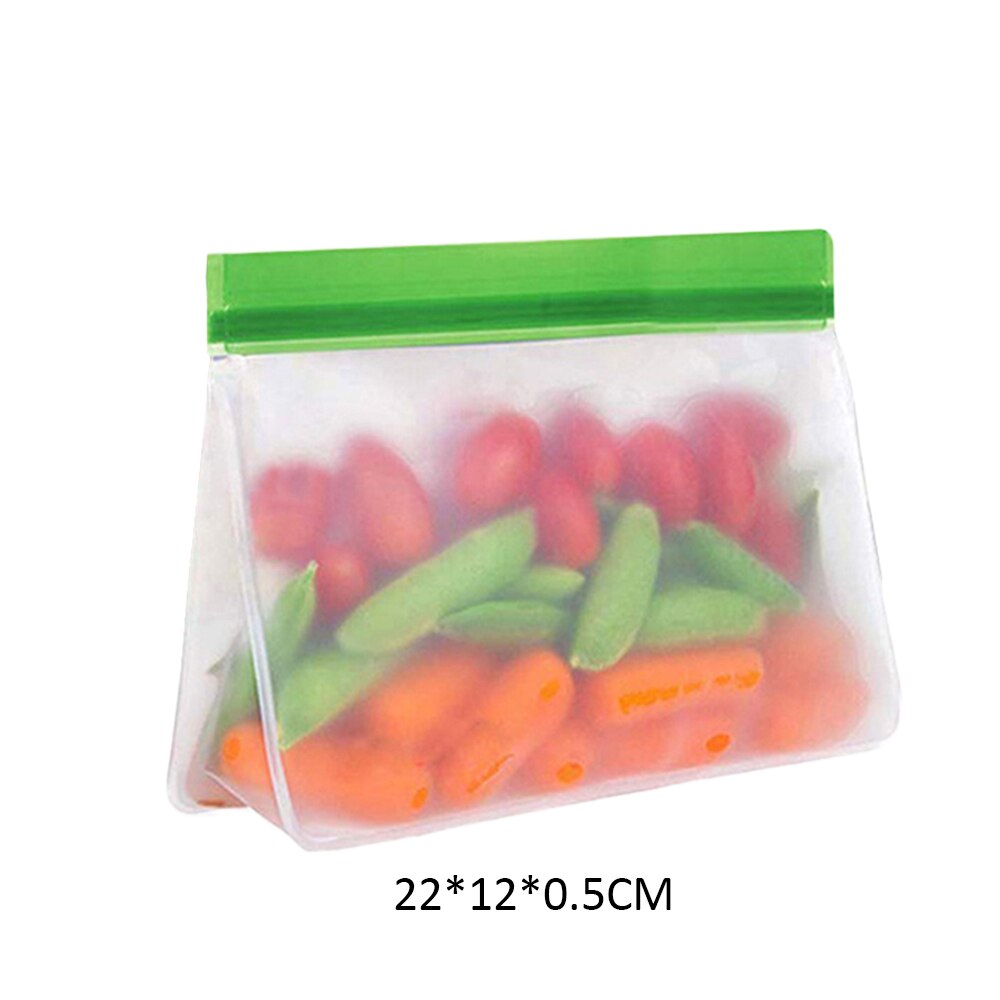 Reusable Food Bag Zero Waste PEVA Sealed Bags Snack Vegetable Fruits Sandwich Bag Friedge Fresh Food Storage Container BPA Free: 1pc L