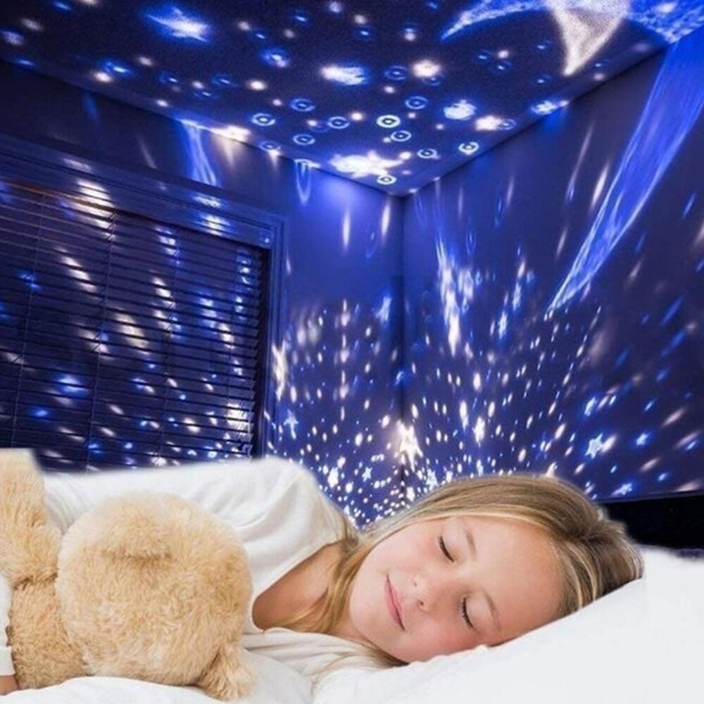 Sterrenhemel Led Projector Star Moon Nachtlampje Sky Roterende Batterij Operated Slaapkamer Nachtlampje Lamp Voor Kids Baby