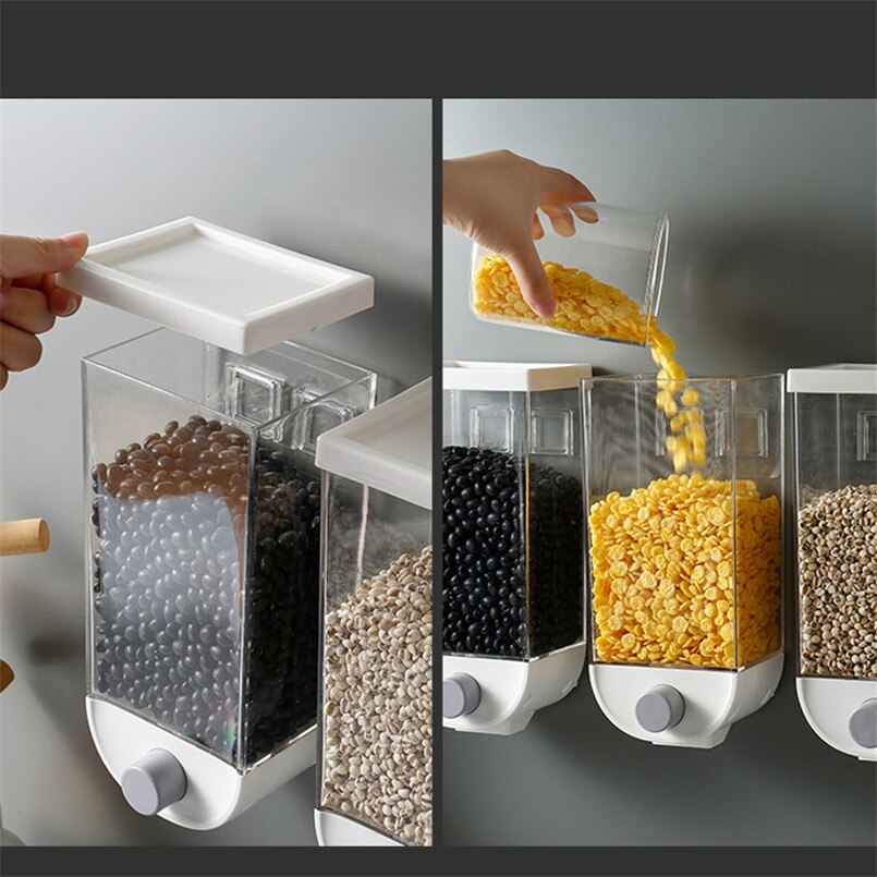Wall Hanging Storage Box for Grains Plastic Containers for Cereals Kitchen Pots Food Storage Wall-mounted Storage Box
