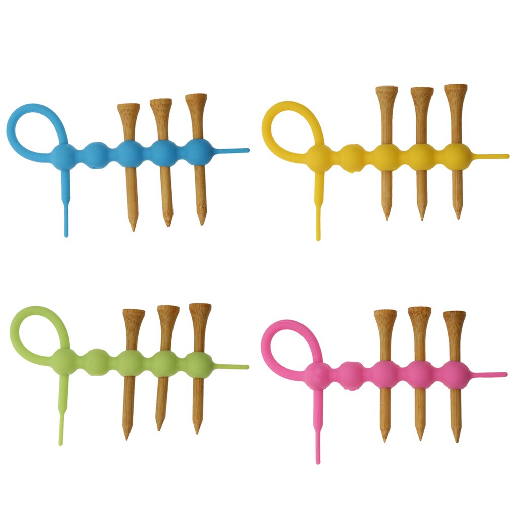 Porte-Tee de Golf Portable en caoutchouc, Clip porte-outil + 4 pièces Tees de Golf en bois