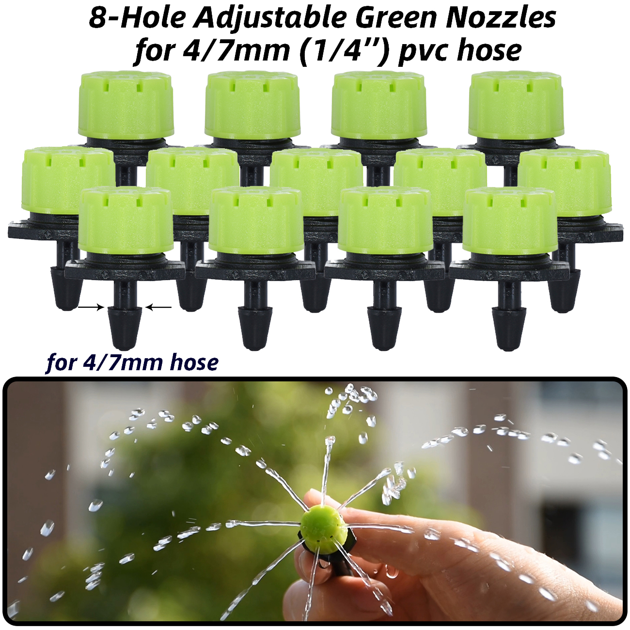 30-800PCS Garden 4/7mm Adjustable Dripper Greenhouse Sprinkler Micro Drip Irrigation Watering Anti-Clogging Emitter 1/4inch Hose