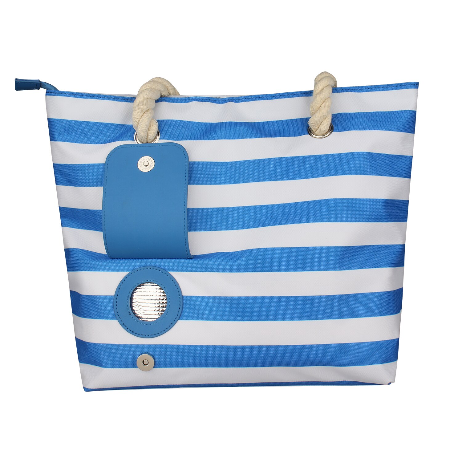 Wessleco Wine Tote Bag with Hidden Dispenser Portable Beach Wine Purse Insulated Large Wine Cooler Bag With Wine Bladder: Blue Stripes