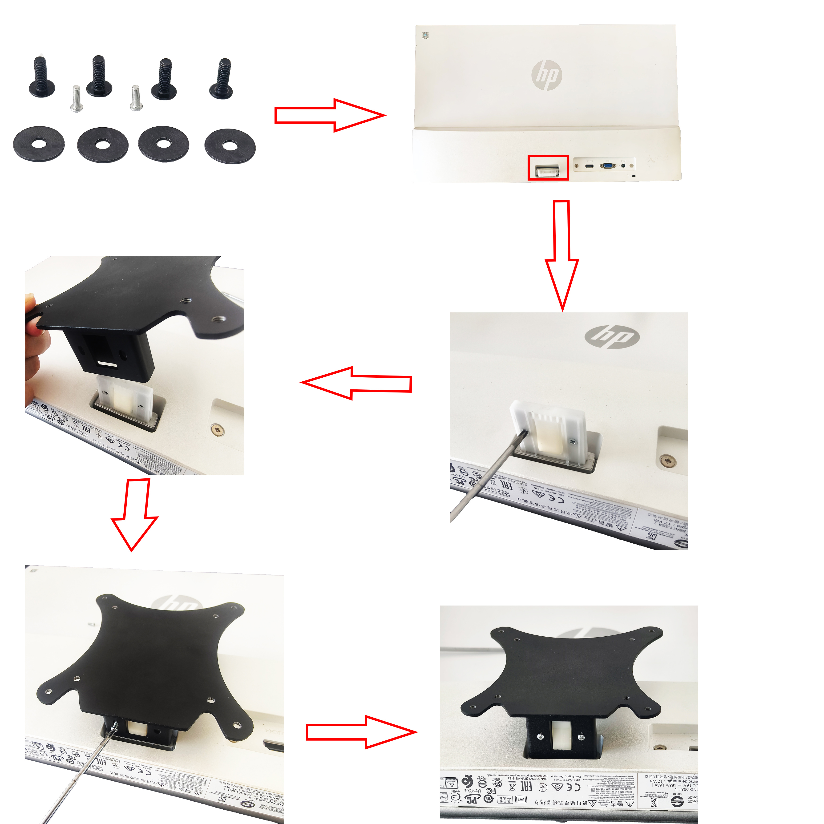 VESA-montageadapter compatibel met HP 25" 27" inch 25er 25es 27er 27es 27ea IPS LED-monitorbeugelbevestigingen voor arm-/bureaumontage