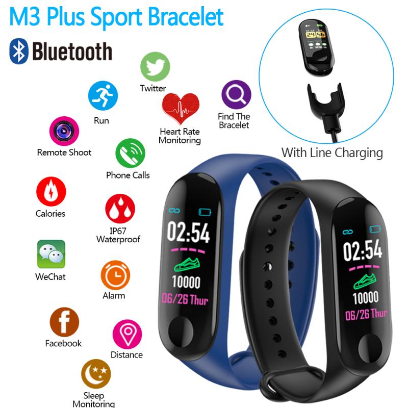 M3 Unisex Smart Wristband Color Screen Smart IP67 Waterproof Blood Pressure Heart Rate Activity Fitness Smart Watch Bracelet 9