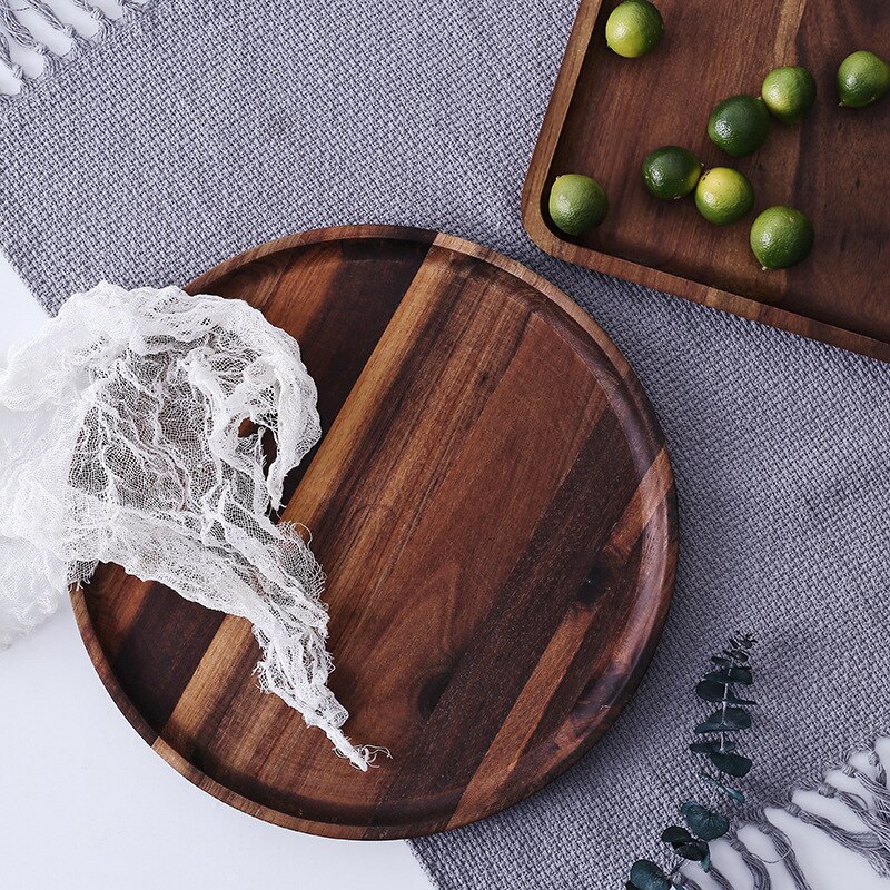 Rectangular solid wood tray plate acacia wooden pallet fruit bread small plate wooden plate Japanese wooden tray