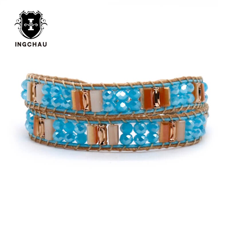 Glazen Kralen Boho Armband Handgemaakte Kralen 2 Strengen Weaving Tribal Armband Vrouwen Bohemian Sieraden WB-7: 3