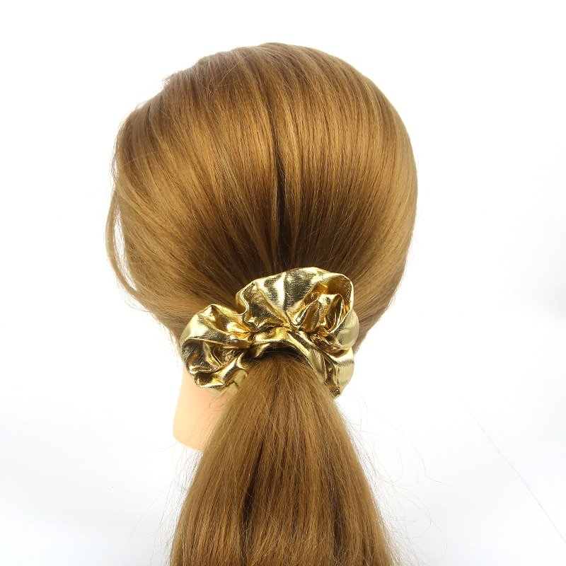 Kvinnor scrunchie hårband guld silver svart färg elastiska hårband för kvinnor hår tillbehör huvudbonader hårhållare