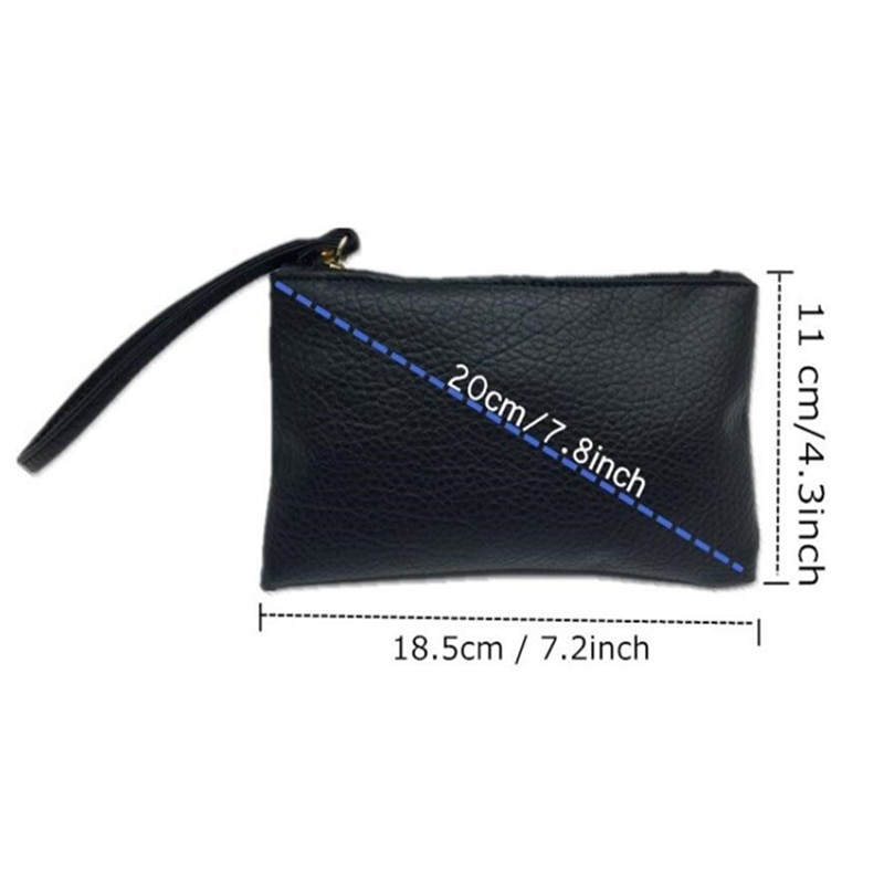 Simple Men Women Wallets PU Leather Bag Zipper Clutch Coin Purse Phone Wristlet Portable Handbag For Party Shopping