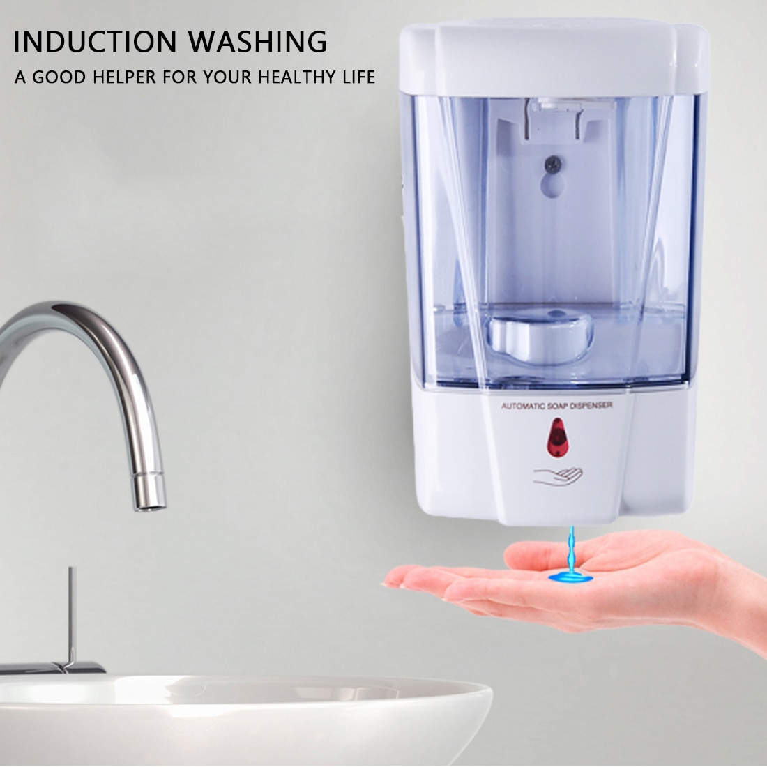 in stock 700Wall-Mount Automatic IR Sensor Soap Dispenser Touch-free Lotion Pump Touchless Liquid Home for Kitchen Bathroom