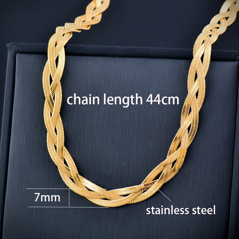 LEEKER-collar de acero inoxidable estilo hip hop para mujer, Gargantilla trenzada de tres capas, Color dorado y plateado, joyería para , 2022, 351, LK6