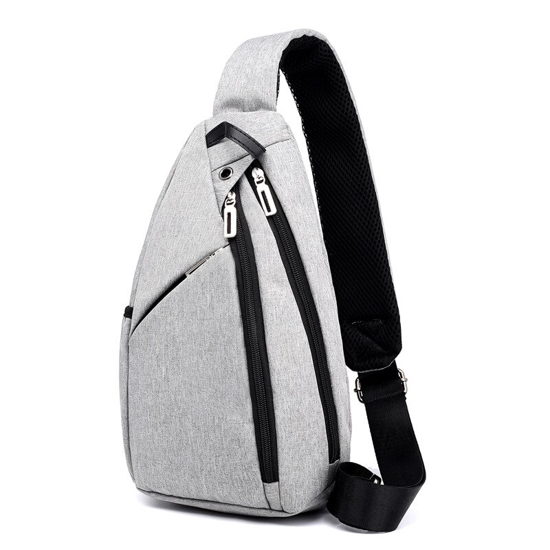 Bolsa de peito de pano oxford de alta qualidade para homens, bolsa pequena de ombro com zíper, bolsa mensageiro, bolsa de cintura transversal fs03: Light grey