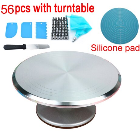 Aluminum alloy 12 inch turntable cake decoration accessory set rotating cake stand tool metal stainless steel pastry cake stand: D