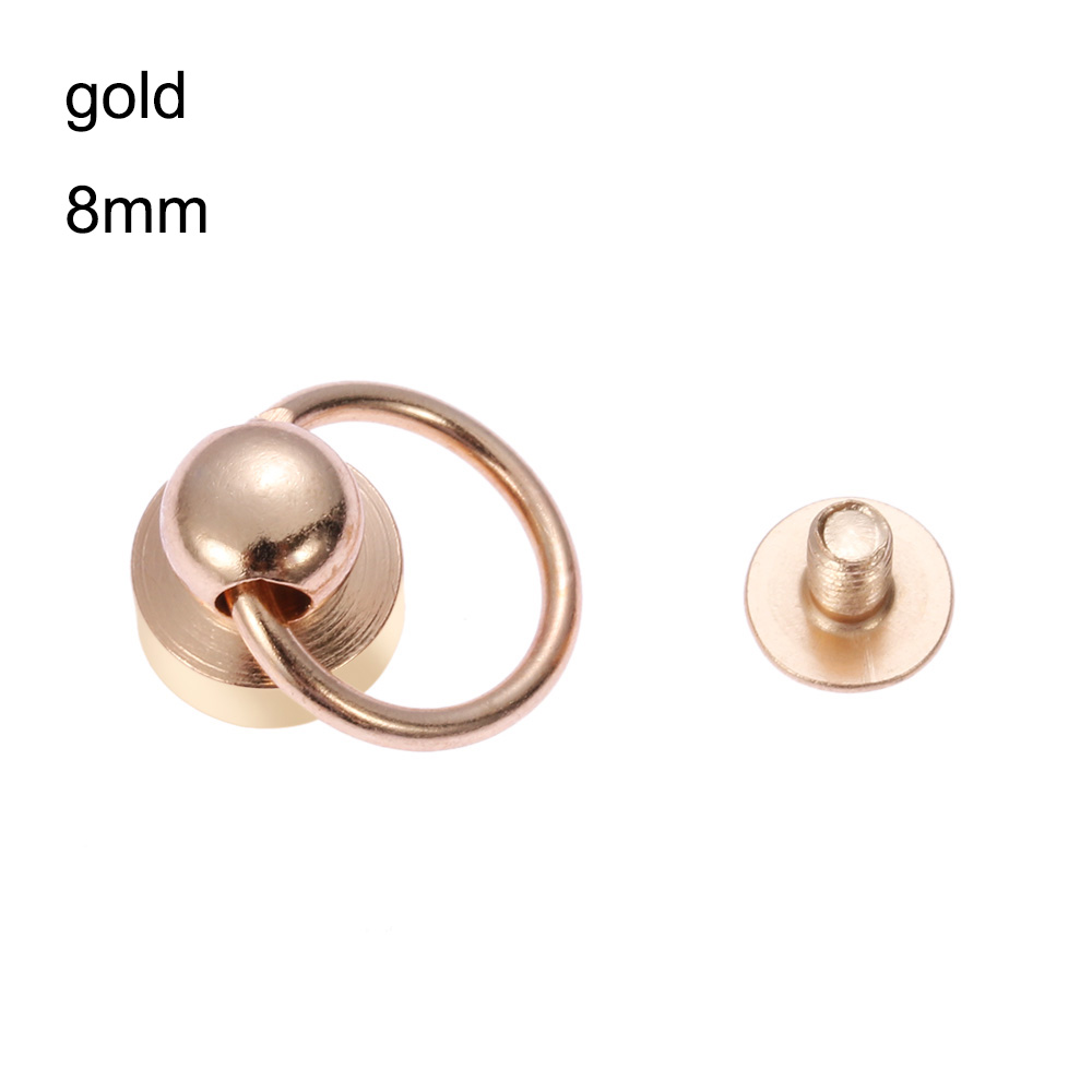 Heet Verkoop 10 Stuks Messing Klinknagel Studs Schroef Terug Ronde Ring Hoofd Leathercraft Onderdelen Kleding/Tas/Schoenen Messing nail Diy Garment Klinknagels: 8mm-gold