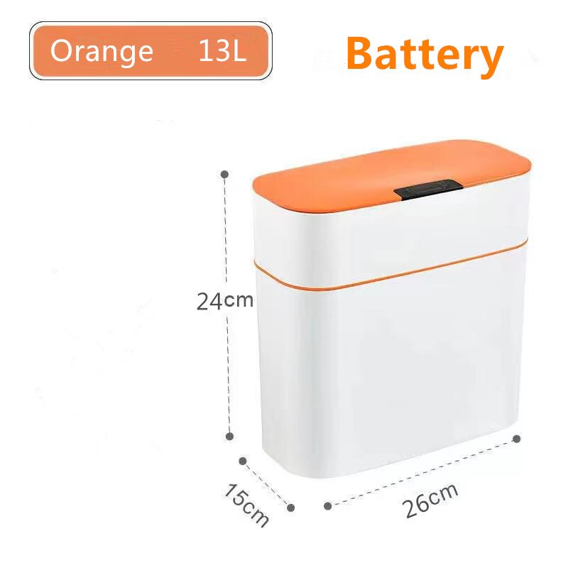 XIAOMI MIJIA 13-16L Smart Sensor USB ricaricabile automatico cestino cucina soggiorno bagno induzione domestica bidone della spazzatura: Battery Orange 13L