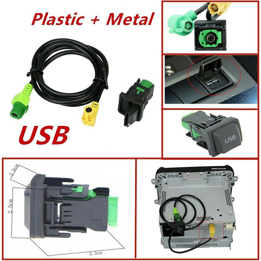 Car USB Port Switch Socket with Cable Auto Cable Aux for Volkswagen RCD510 RCD310 Golf / GTI / R MK5 MK6 Jetta 5KD035724