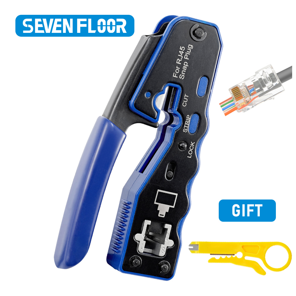 LAN RJ45 crimpare attrezzo passaggio attraverso Crimper spogliarellista taglierina per gatto6 gatto5 8P8C Connettore modulare Ethernet tutto-in-uno Strumento per cavi