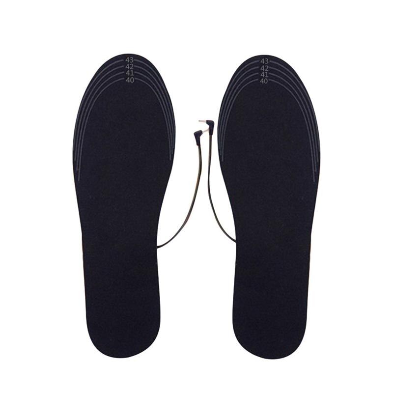 1Pair USB Heated Insoles Rechargeable Electric Battery Warmer Shoes Heater Winter Keep Warm Electrically Thermal Insole Black