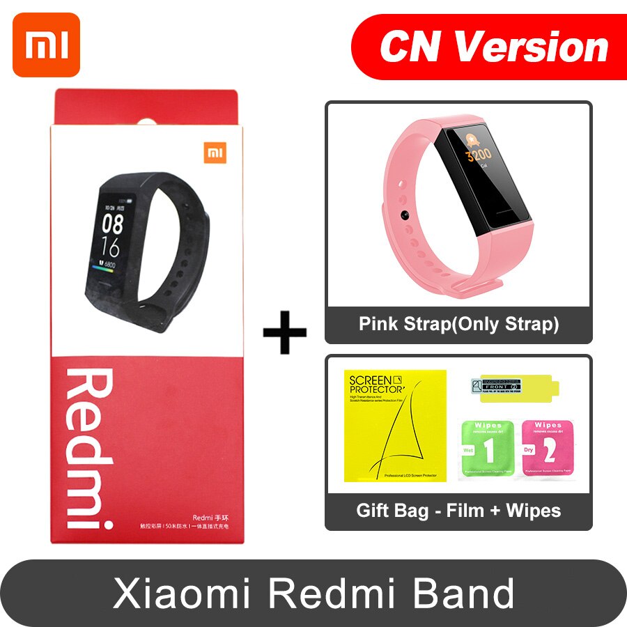 Xiaomi Redmi Band Smart Heart Rate Sport Monitor Bluetooth 5.0 Waterproof Bracelet Touch Large Color Screen Wristband: CN Pink N Film