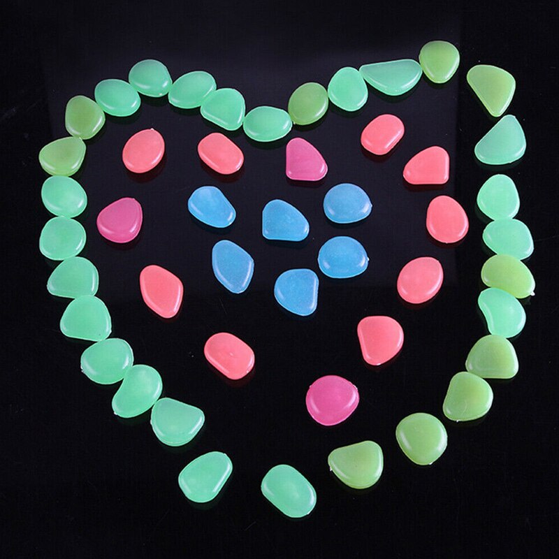 50 Pcs Fluorescent Pebble Stones Luminous Garden Walkway Flower Bed Shiny Patio Decorative Pebbles TB