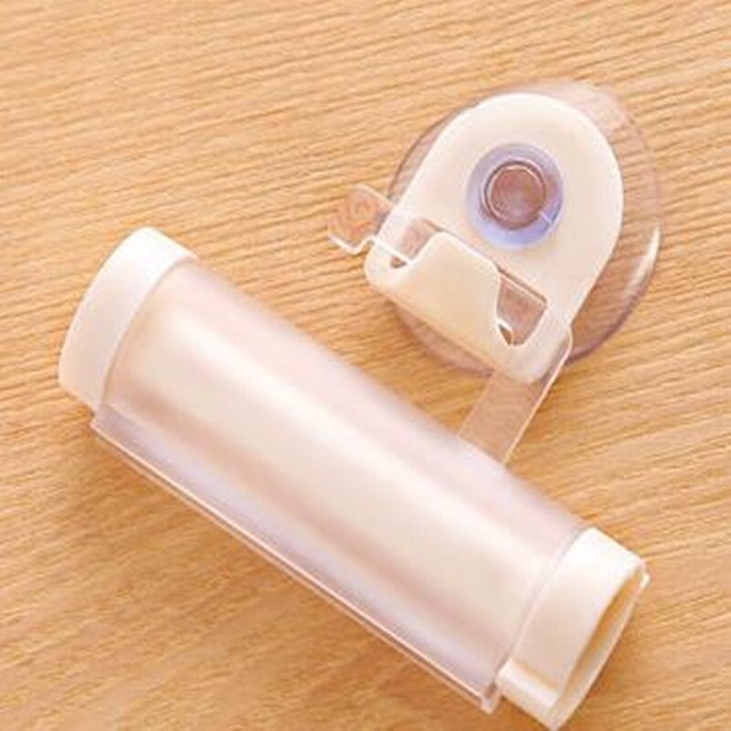 Plastic Rolling Tube Squeezer Toothpaste Dispenser Suction Cup Hook Toothpaste Squeezer Bathroom Accessories: White