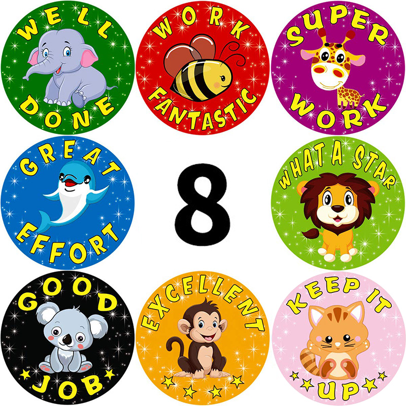 500 pcs/pack cartoon aniamls sticker teacher reward stickers school student encouragement words for kids toy sticker