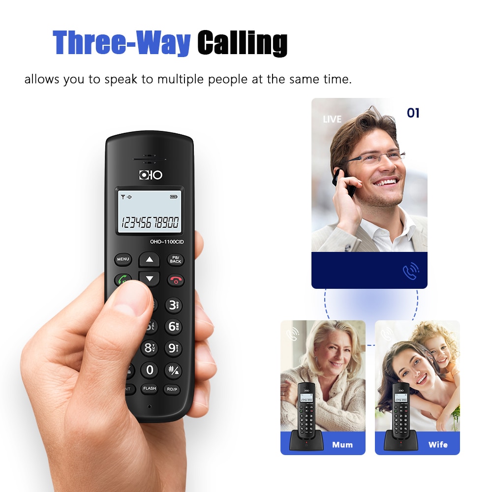 16 Language Digital Cordless Fixed Telephone With Call ID Handsfree Mute LED Screen Wireless Phone For Home Office